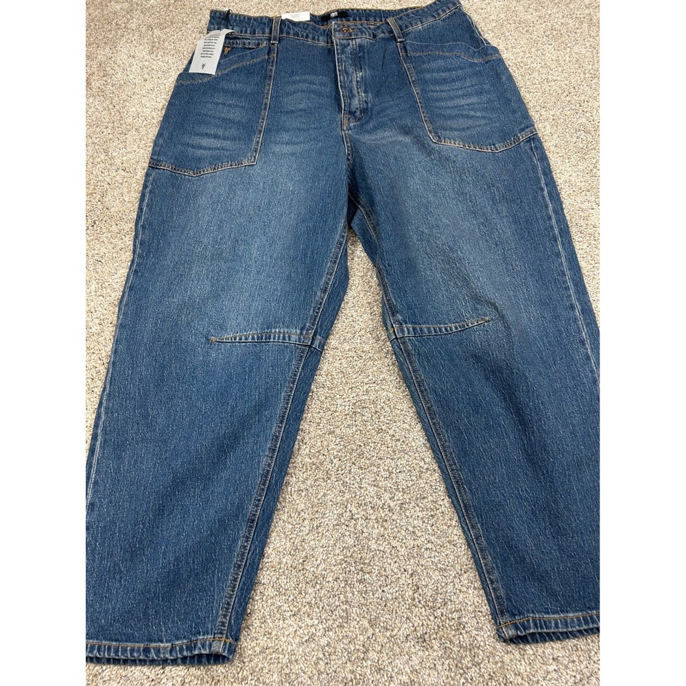 New Frye Women Medium Wash Barrel Jean High Rise Button Fly Denim Size 14 #0892